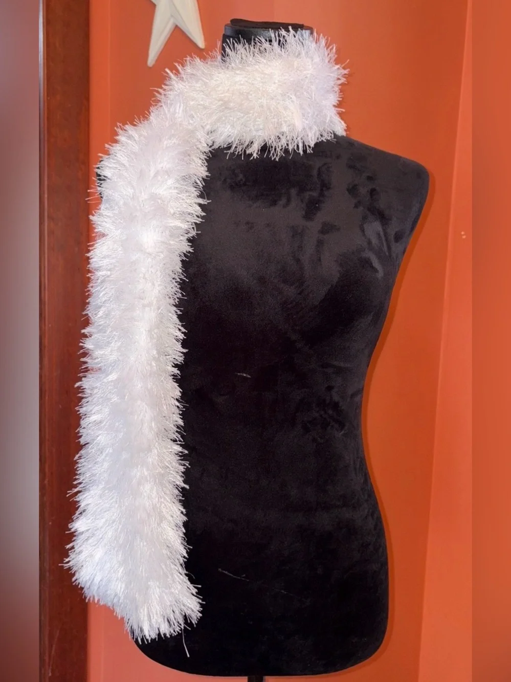 Handmade White Fuzzy Eyelash Scarf
